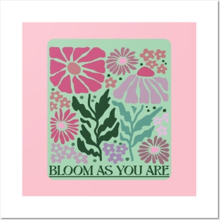 Bloom As You Are Beautiful Cute Flowers Boho Hippie 60's Colours Quote Posters and Art